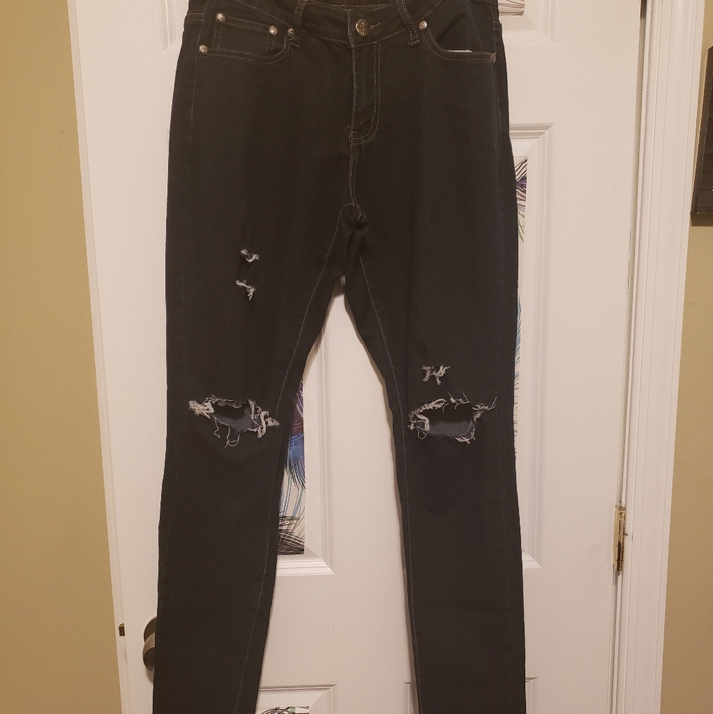 Women's Distressed Dark Denim Jeans